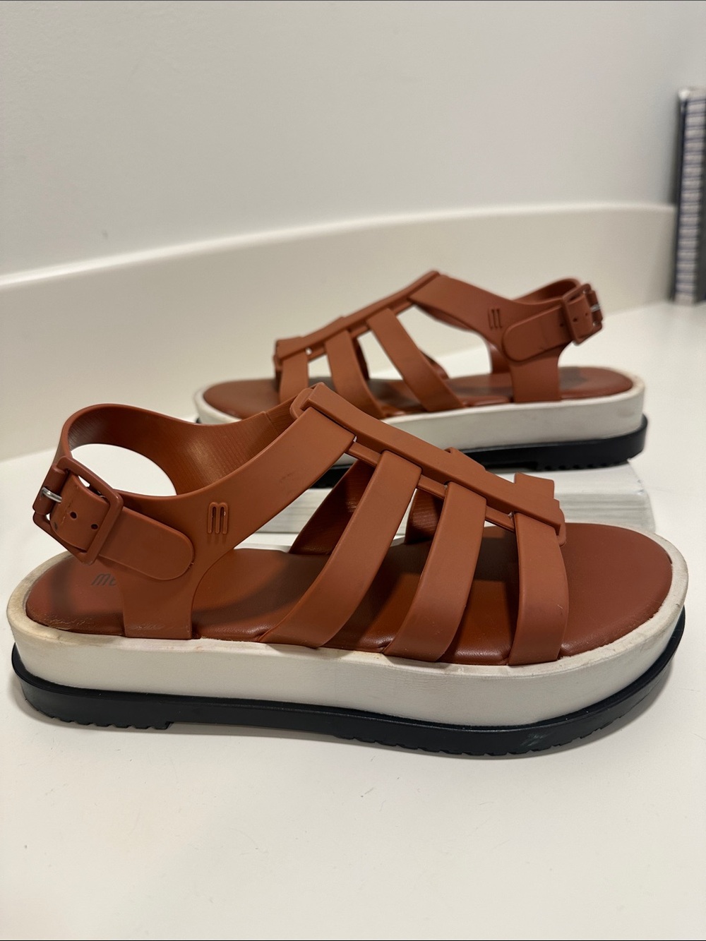 Melissa Women’s Tan Brown Strappy Platform Sandals 200